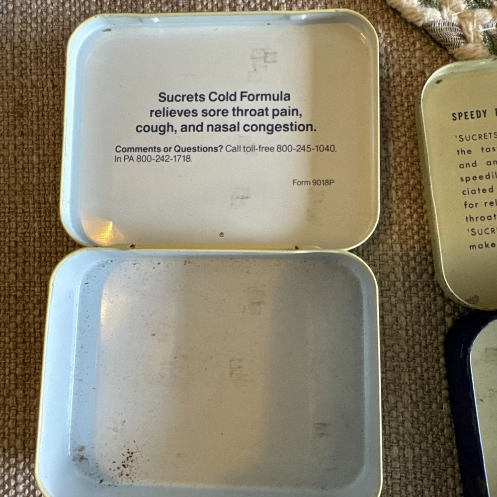 Lot of 4 Sucrets Tins Vintage Empty Containers 1950 To 1980‎